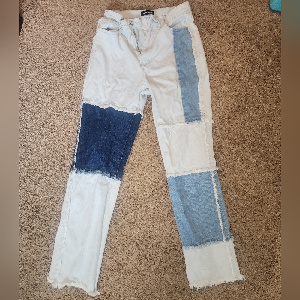 Momokrom Patchwork Jeans size UK 10/EU 38